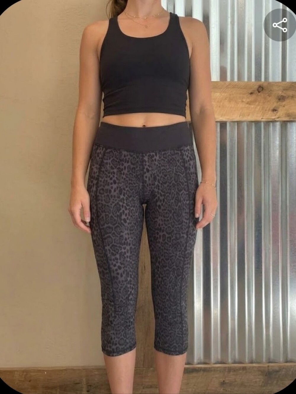 Betsey Johnson Leopard Print Athletic Cropped Leggings XL Workout Pants